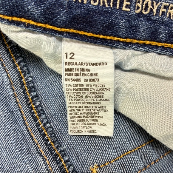 American Eagle Favorite Boyfriend Jeans Womens 12 Regular Mid Rise Wide Leg Blue - Picture 12 of 16